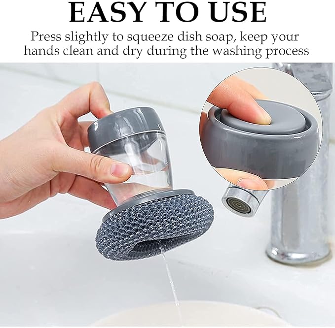 2-in-1 Soap Dispenser Dish Brush – Press-to-Dispense Kitchen Scrubber